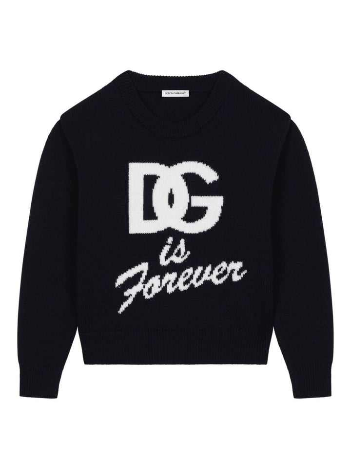 Maglione blu navy per bambino con logo L5KWJ6JCVV9 B6712 Dolce & Gabbana Kids 