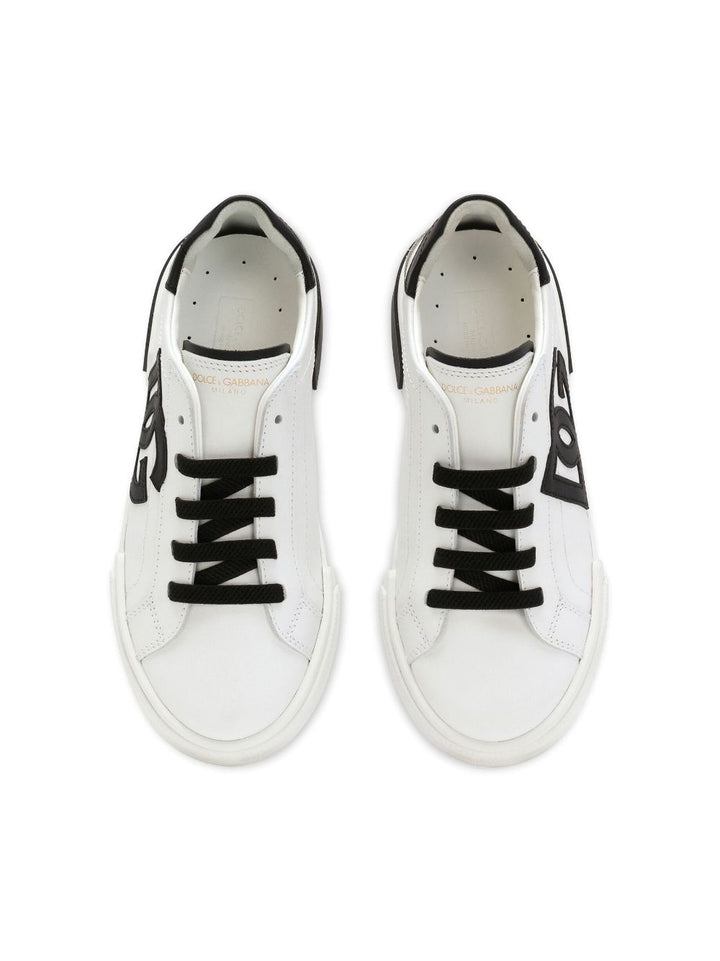 Unisex white leather sneakers with logo