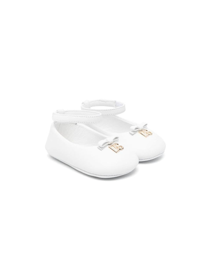 White leather ballet flats for baby girls