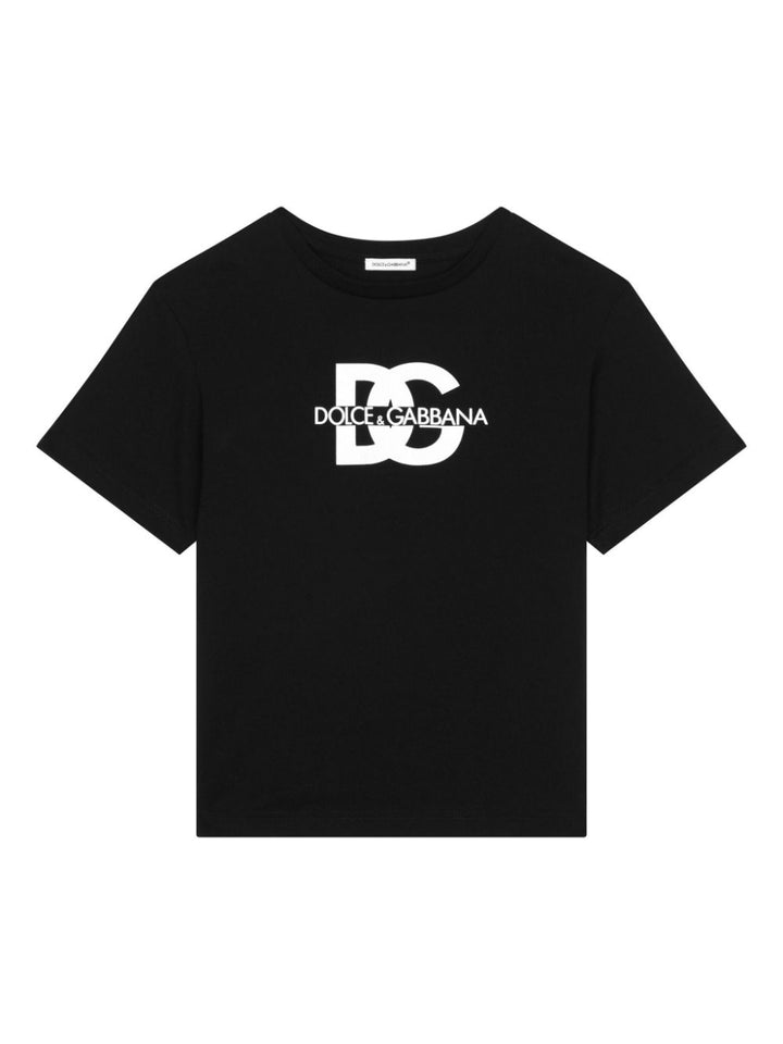 T-shirt unisex in cotone nera con logo