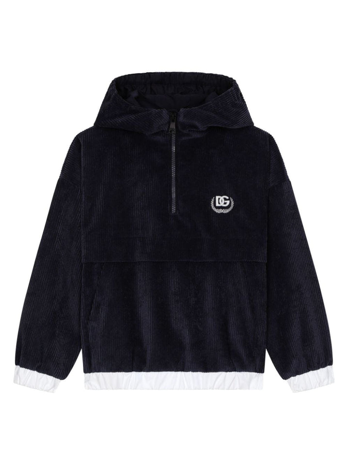 Navy blue sweatshirt for children with logo