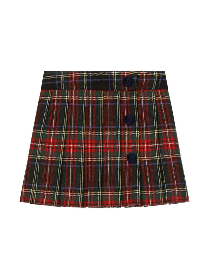 Red/Multi-Color Checkered Skirt for Girls