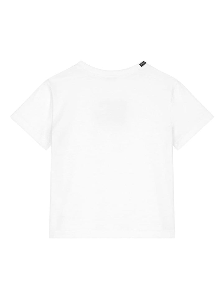 T-shirt in cotone bianco per bambino con logo