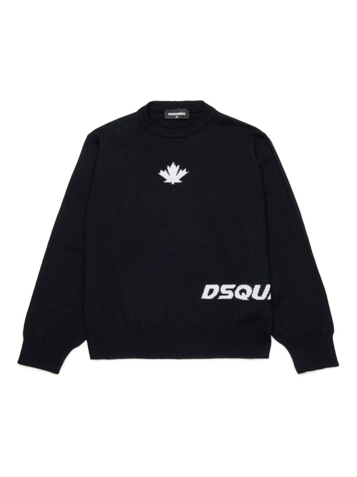 Black sweater for boys with logo