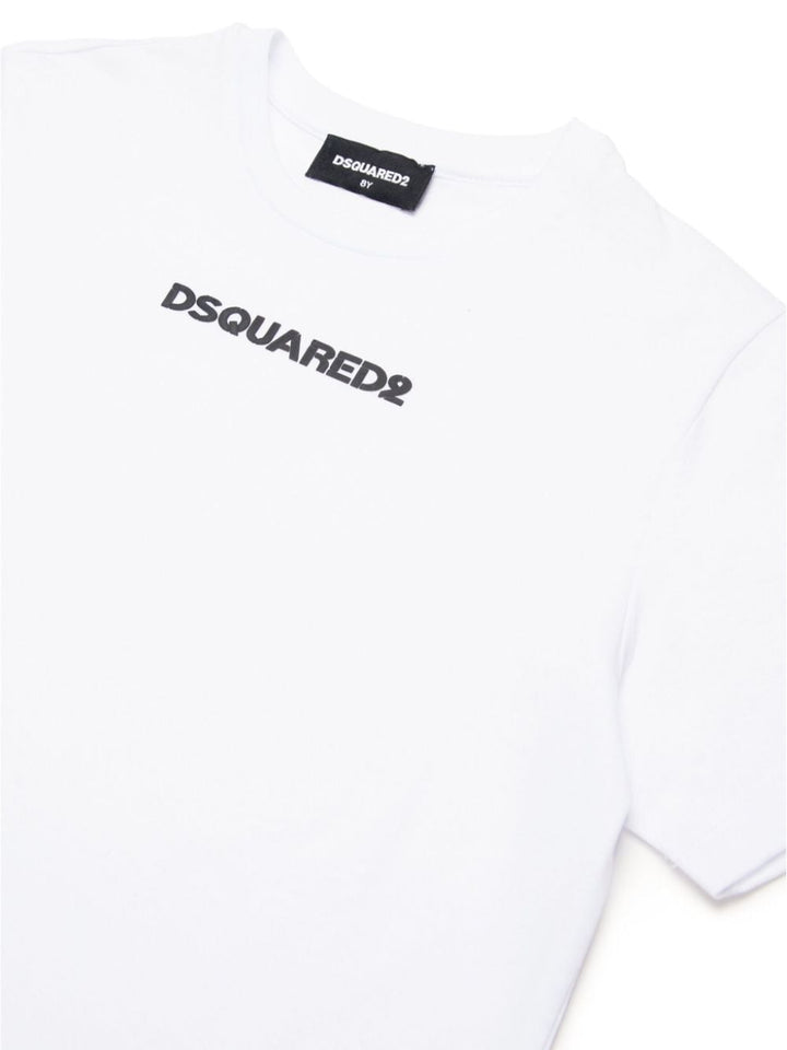 T-shirt per bambino in cotone bianca con logo