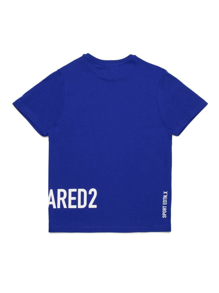 T-shirt blu per bambino con logo