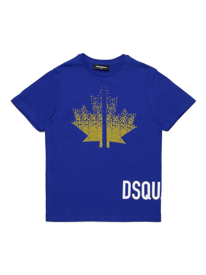 T-shirt blu per bambino con logo