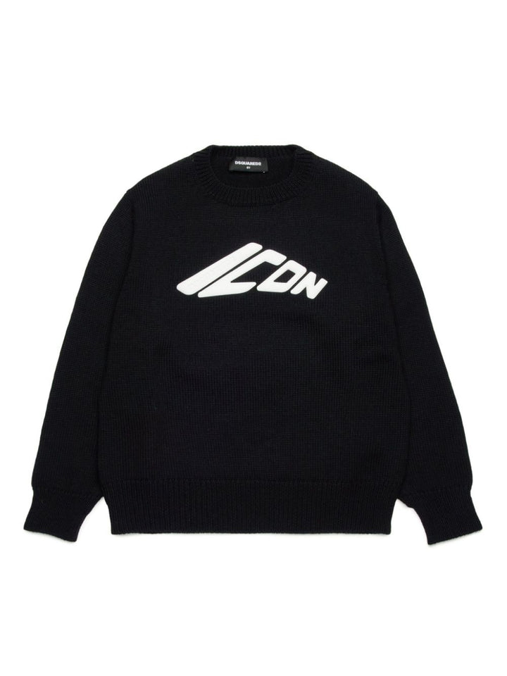 Black Icon Logo Kids Sweater