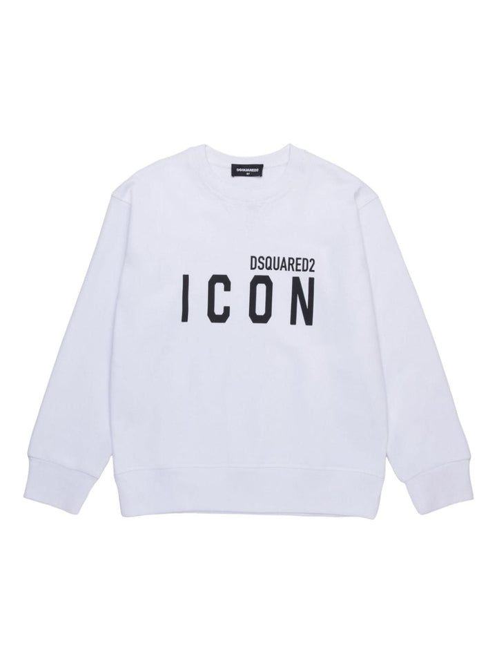 White sweatshirt for kids with Icon logo