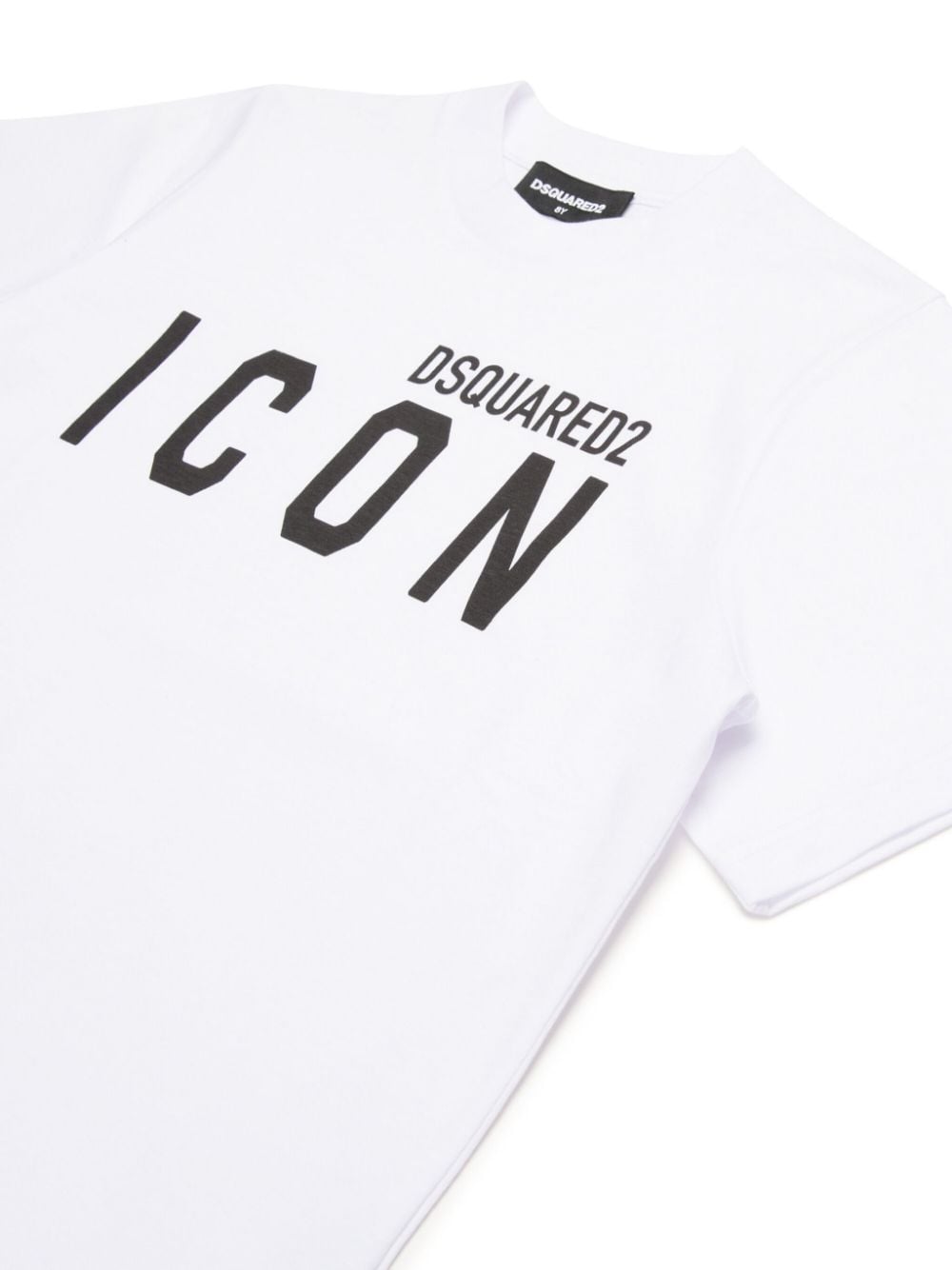 Black cotton T-shirt for boys with ICON print