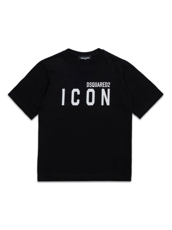 T-shirt nera per bambino con logo Icon