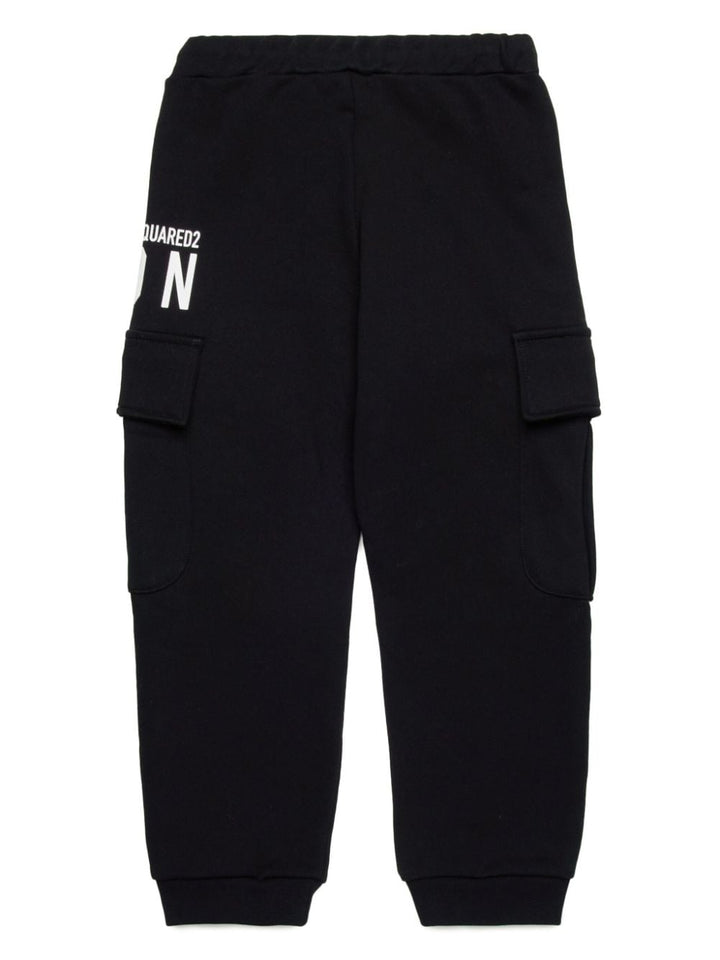 Pantalone nero per bambino con logo Icon