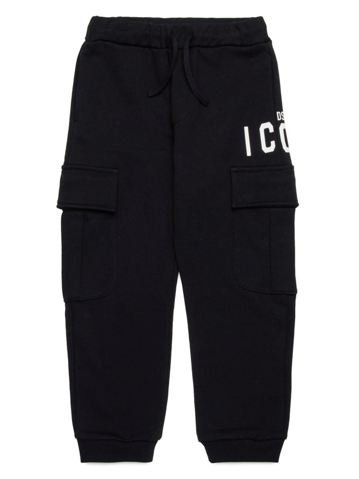 Pantalone nero per bambino con logo Icon