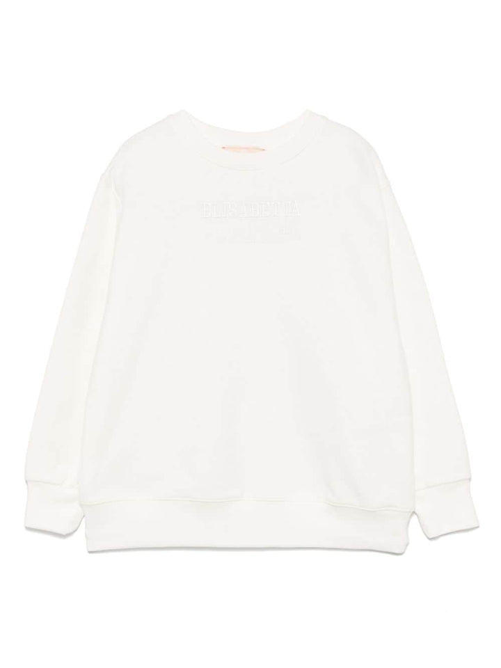 Felpa bianca per bambina con logo EFFE1380FF002 0000 Elisabetta Franchi Kids 