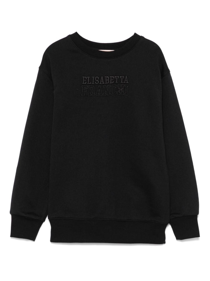 Felpa nera per bambina con logo EFFE1380FF002 N000 Elisabetta Franchi Kids 