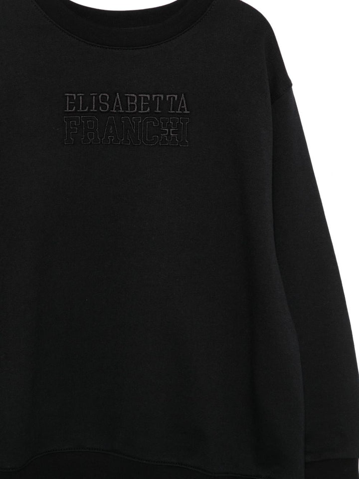 Felpa nera per bambina con logo EFFE1380FF002 N000 Elisabetta Franchi Kids 