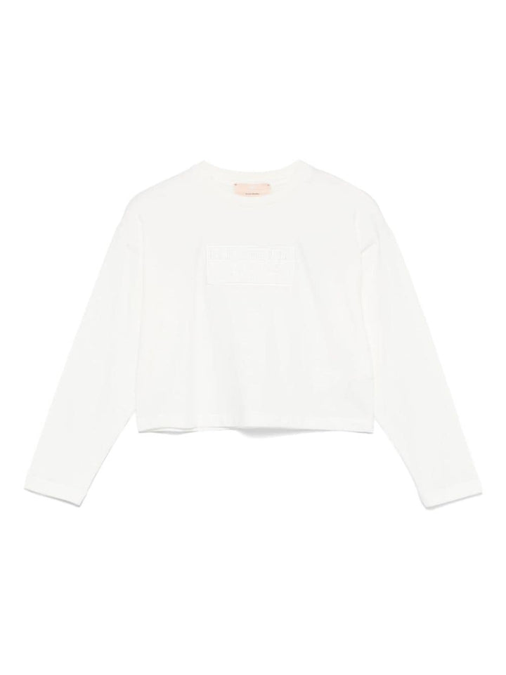 T-shirt bianco per bambina con logo EFTS2240JE006 0000 Elisabetta Franchi Kids 