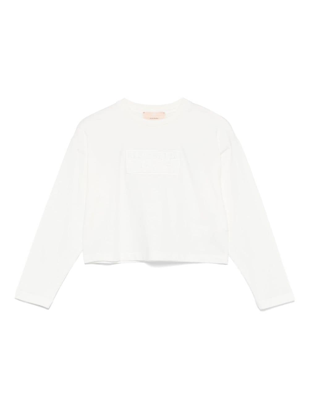 T-shirt bianco per bambina con logo EFTS2240JE006 0000 Elisabetta Franchi Kids 