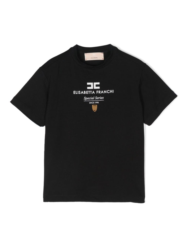 Black T-shirt for girls with logo