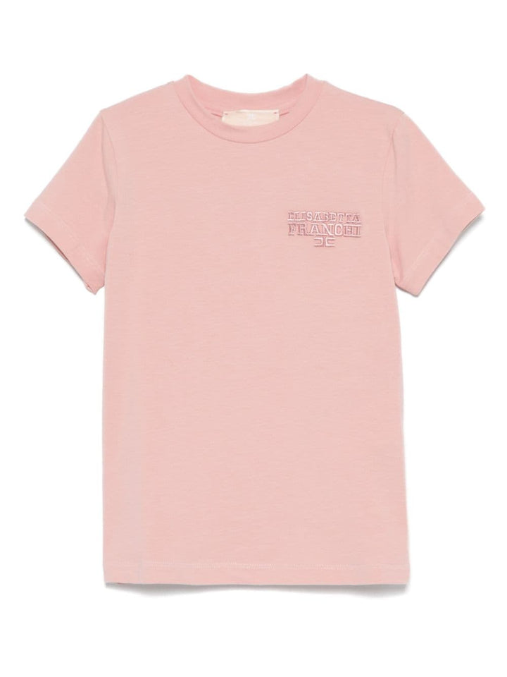 Powder pink T-shirt for girls with logo