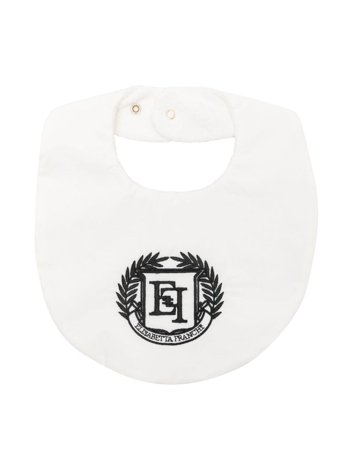 White bib for newborns with logo