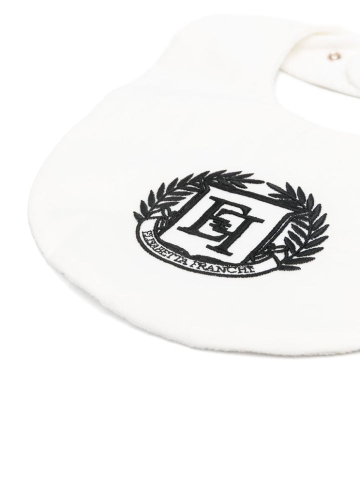 White bib for newborns with logo