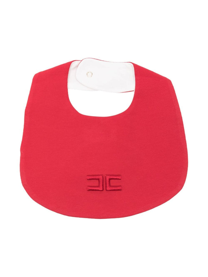 Red bib for baby girl with logo