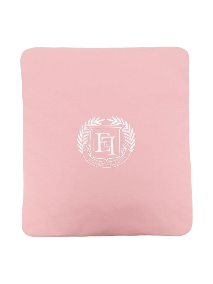 Pink baby blanket with logo