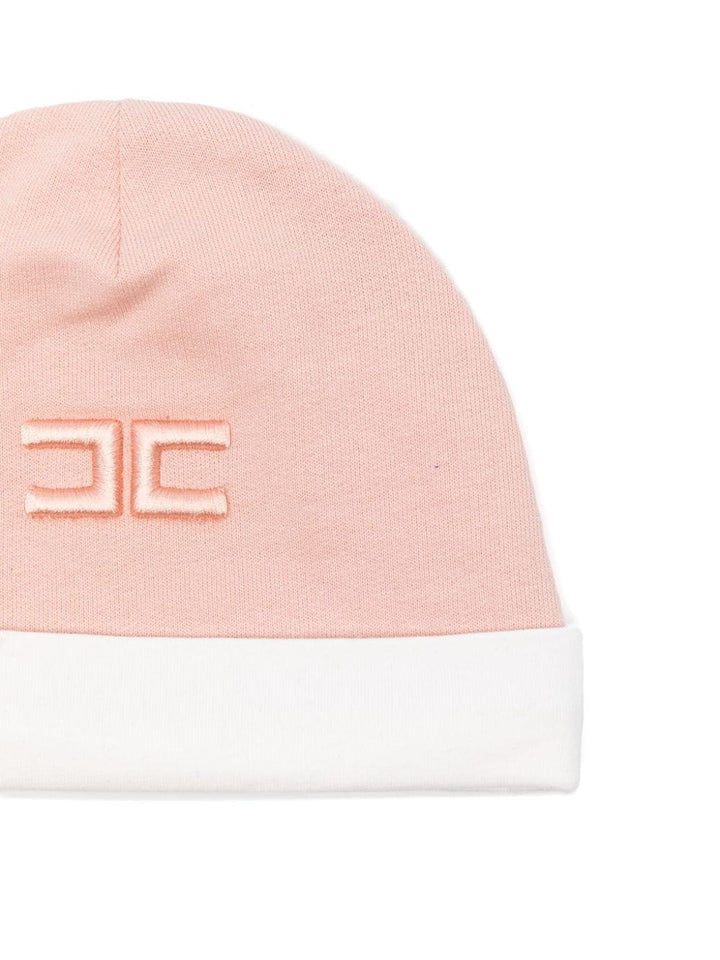 Cappello rosa chiaro/bianco per neonata