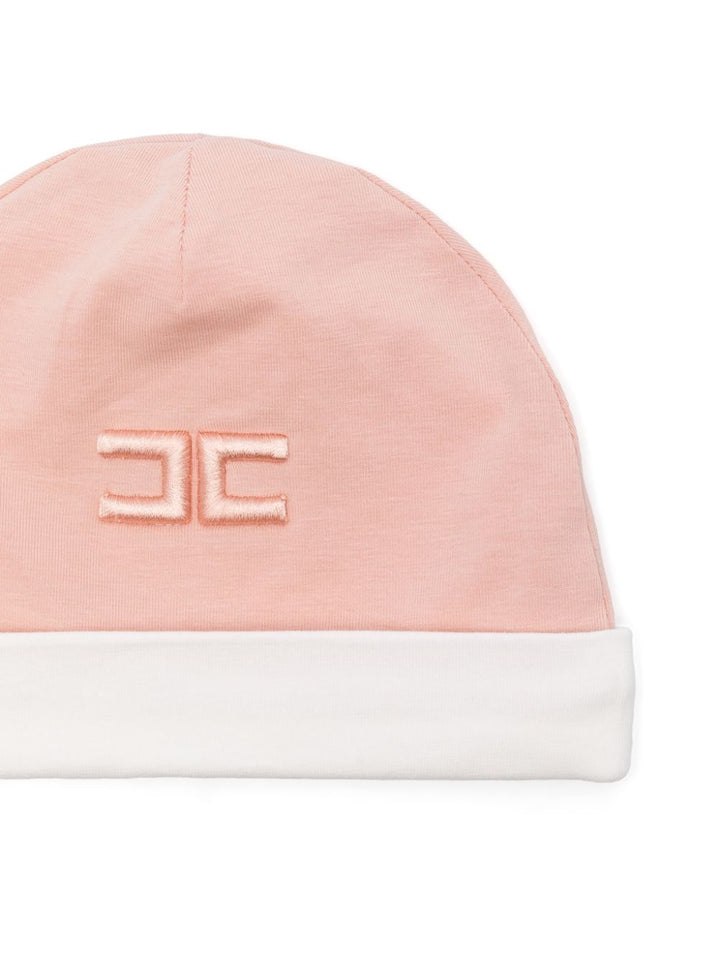 Pink/white baby hat with logo