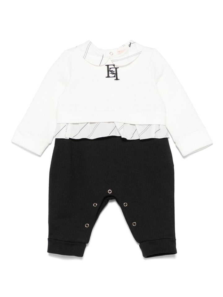 Tutina bianco/nero per neonata con logo