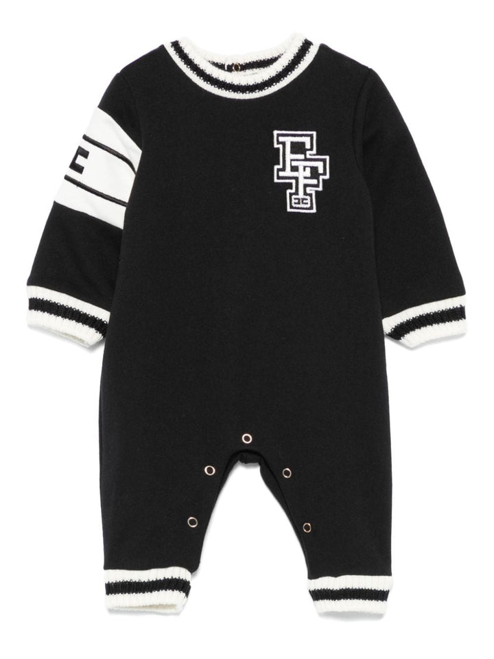 Black baby girl jumpsuit with logo