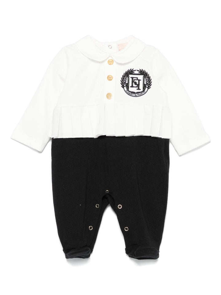 Black/white baby romper with logo