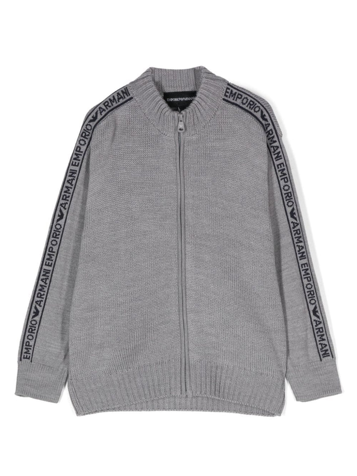 Gray wool blend cardigan for boys