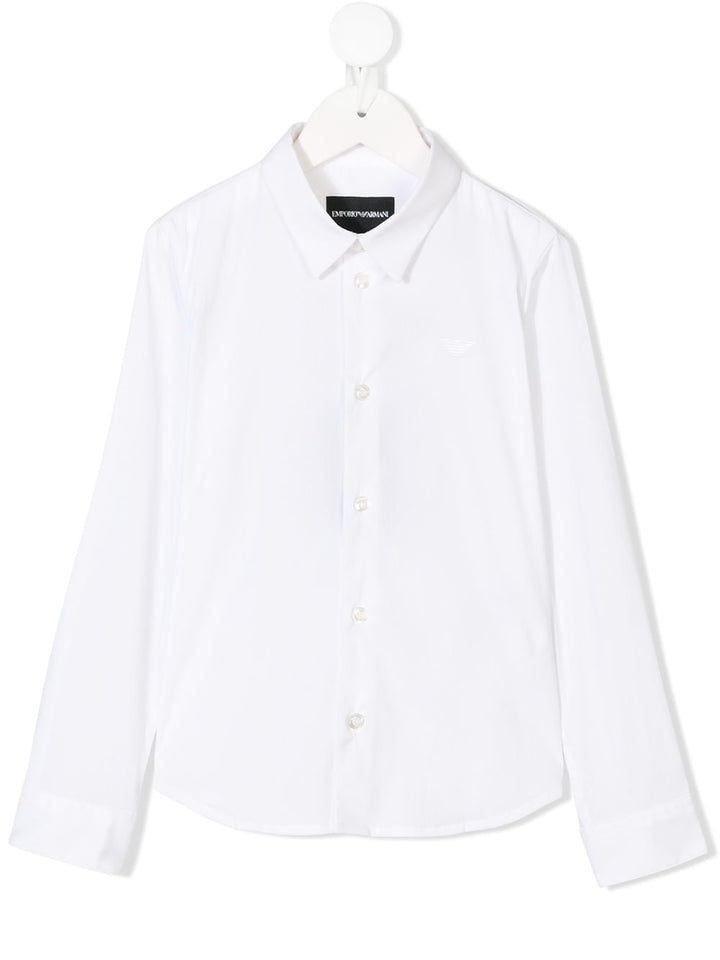 White cotton blend shirt for boys