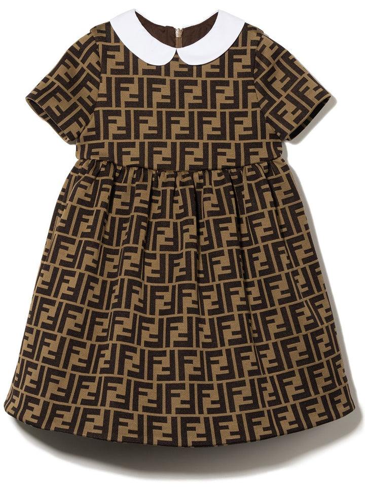 Abito marrone per bambina con logo BFB340A6A6 F0E0X Fendi Kids 