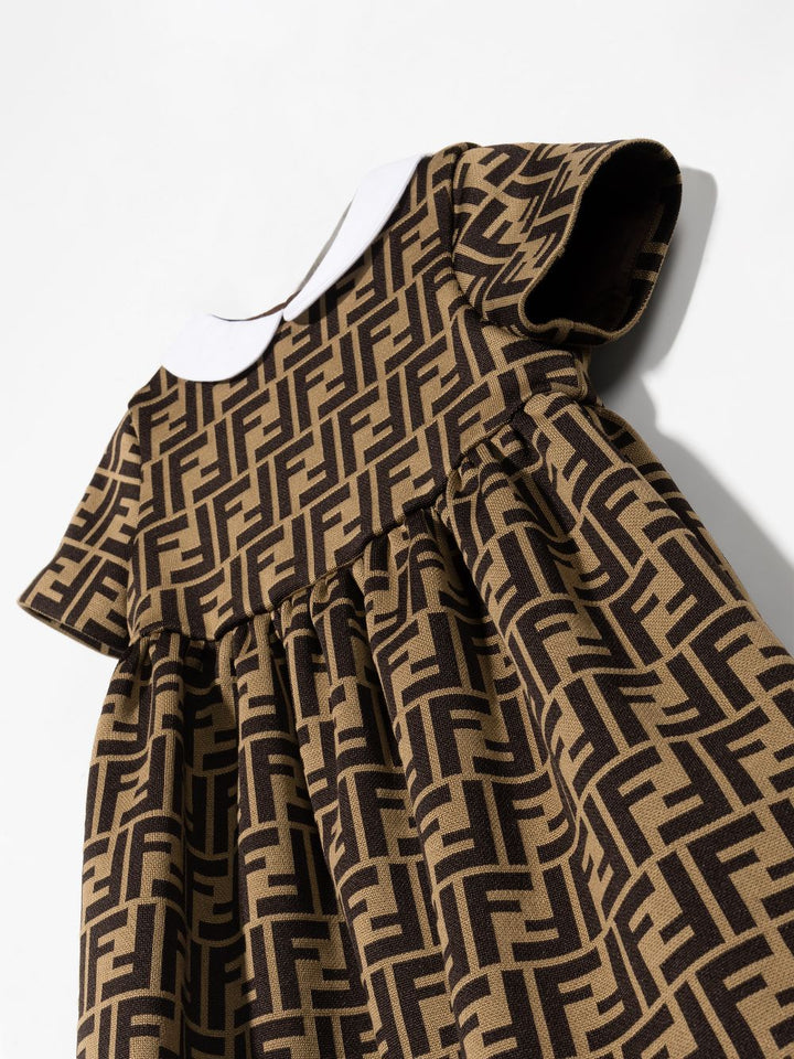 Abito marrone per bambina con logo BFB340A6A6 F0E0X Fendi Kids 