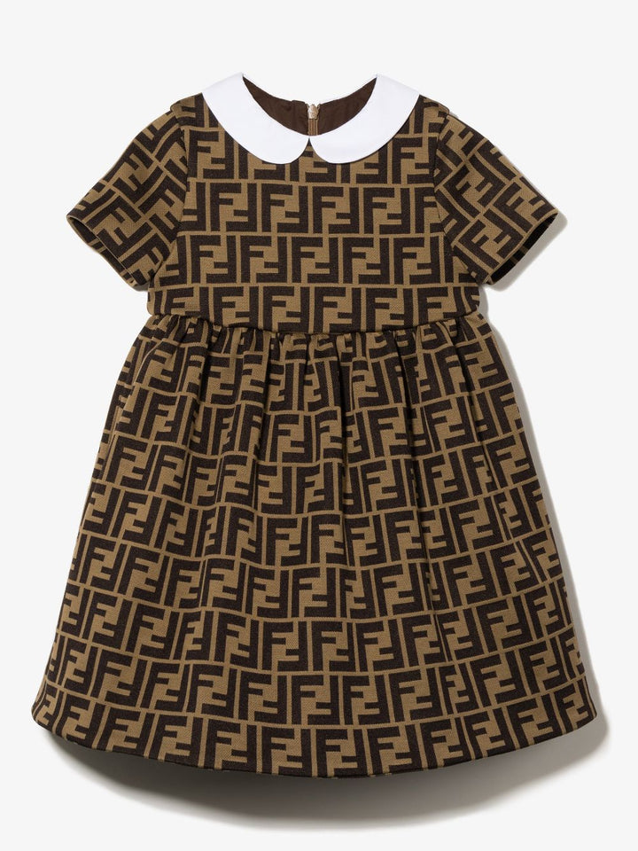 Abito marrone per bambina con logo BFB340A6A6 F0E0X Fendi Kids 