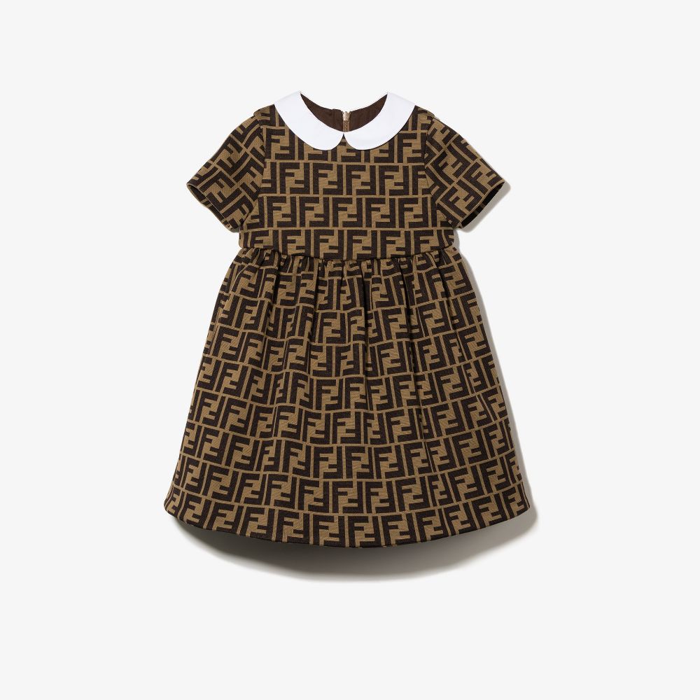 Abito marrone per bambina con logo BFB340A6A6 F0E0X Fendi Kids 