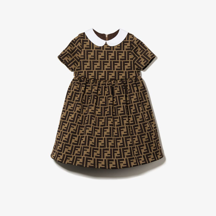 Abito marrone per bambina con logo BFB340A6A6 F0E0X Fendi Kids 