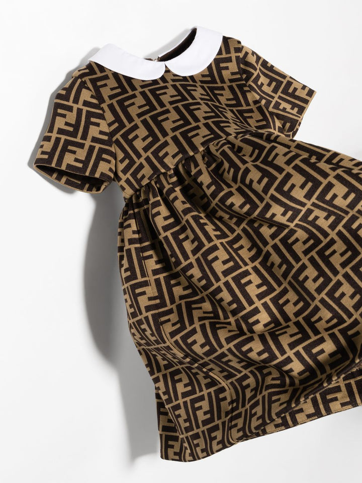 Abito marrone per bambina con logo BFB340A6A6 F0E0X Fendi Kids 