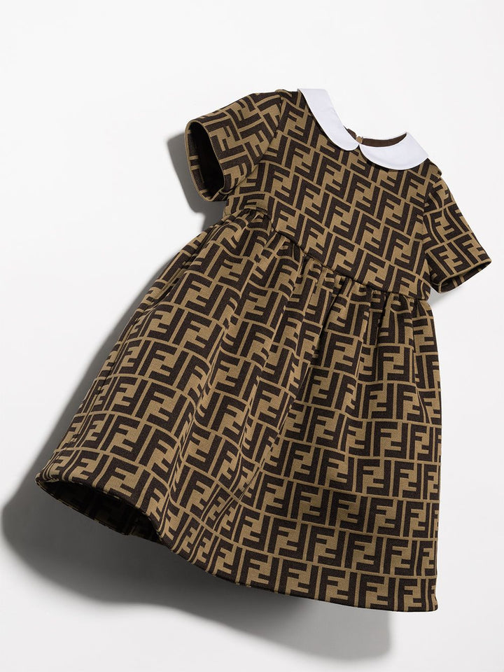 Abito marrone per bambina con logo BFB340A6A6 F0E0X Fendi Kids 