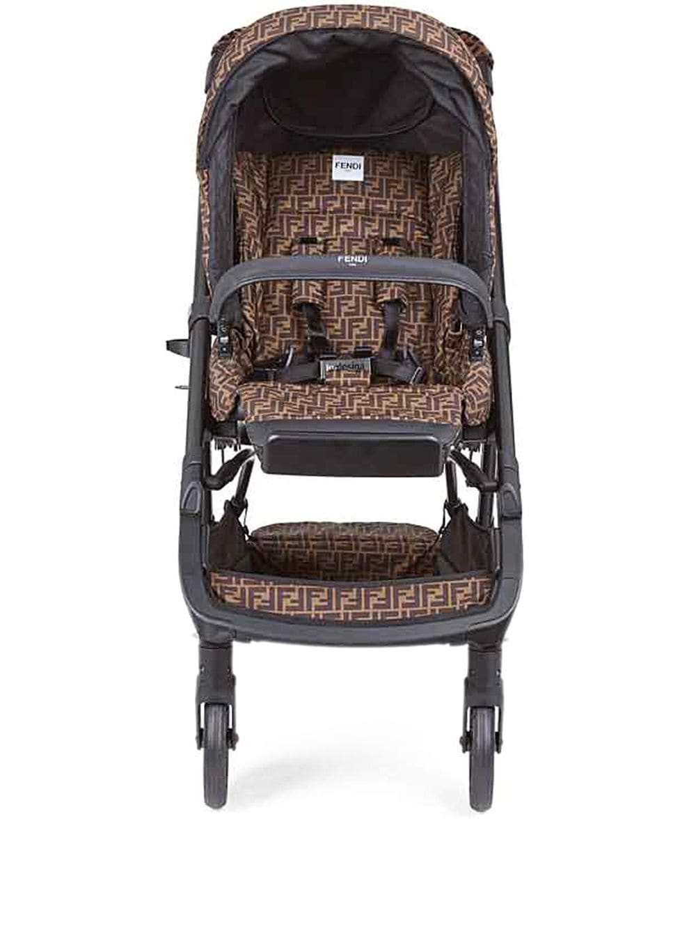 Passeggino per neonati marrone e nero con logo BUV017AA82 F15B6 Fendi Kids 