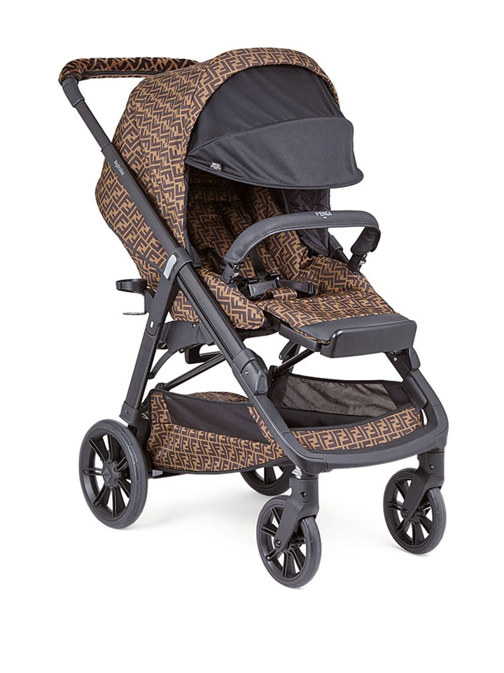 Passeggino per neonati marrone e nero con logo BUV017AA82 F15B6 Fendi Kids 