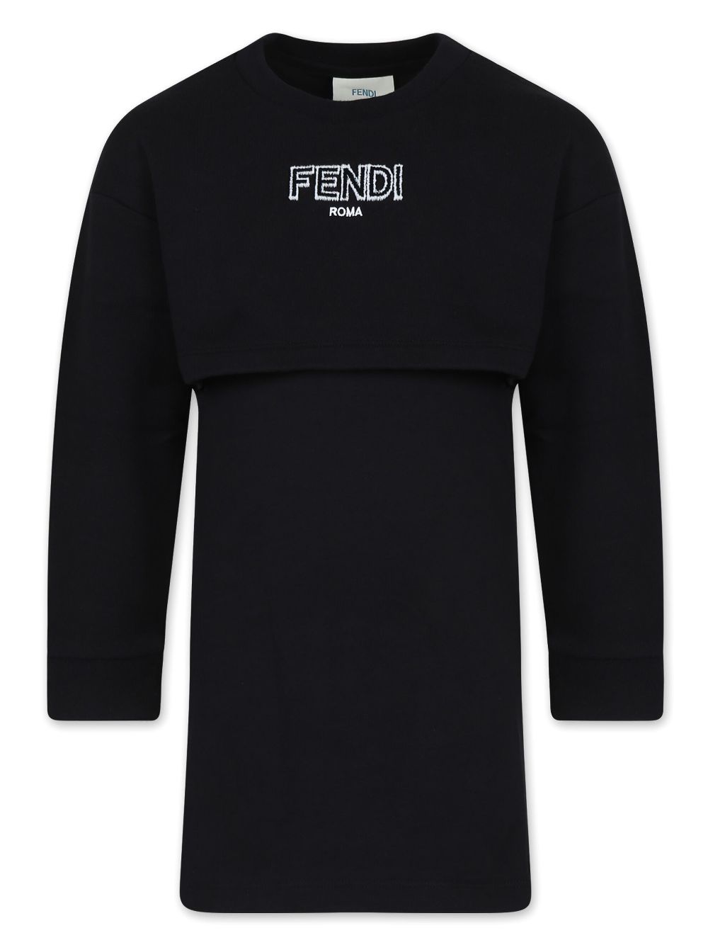Abito per bambina in cotone nero con logo JFB6915V0 F0GME Fendi Kids 