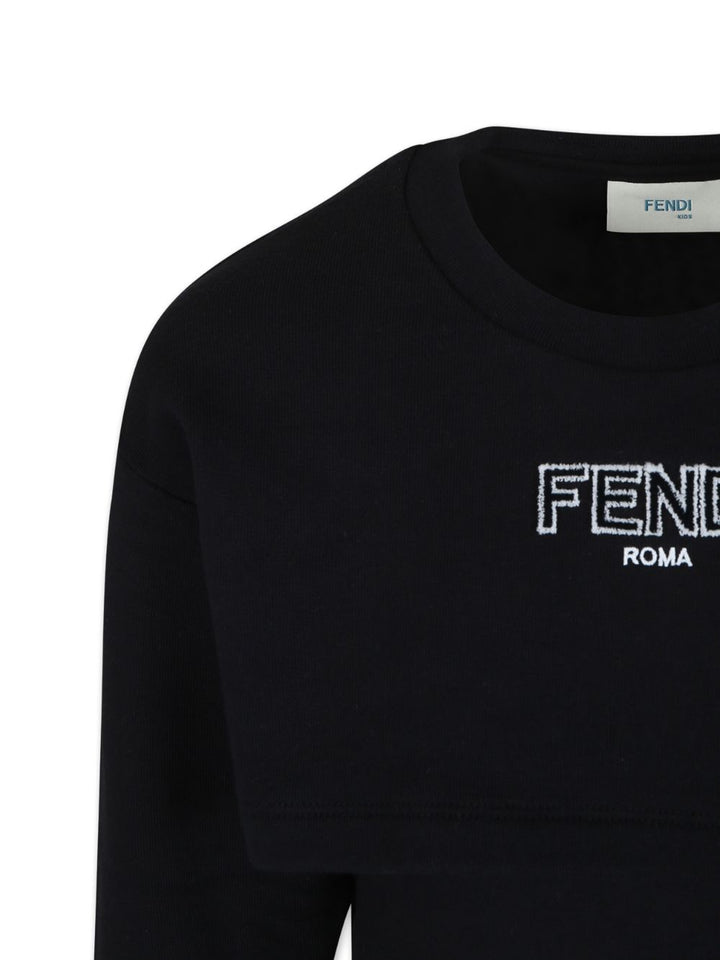 Abito per bambina in cotone nero con logo JFB6915V0 F0GME Fendi Kids 