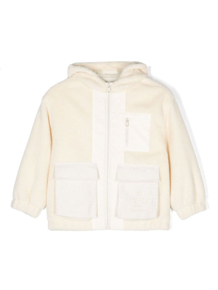 Giacca bianco crema per bambina JUA209ARSK F0C00 Fendi Kids 