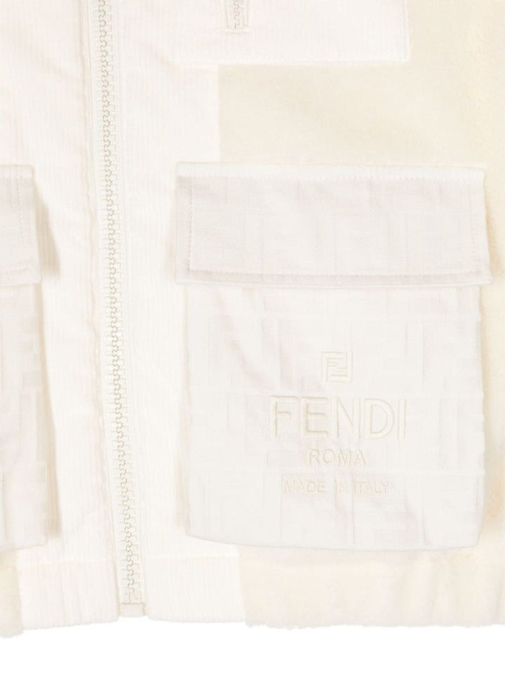 Giacca bianco crema per bambina JUA209ARSK F0C00 Fendi Kids 