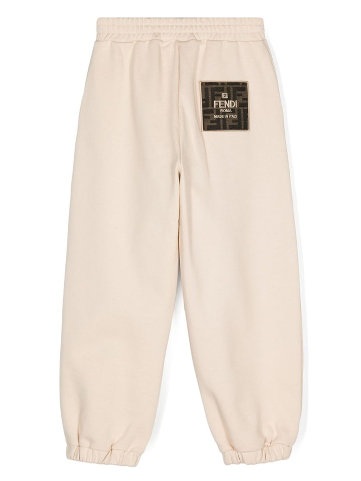 Pantalone in felpa per bambina in cotone beige JUF1075V0 F1P2N Fendi Kids 