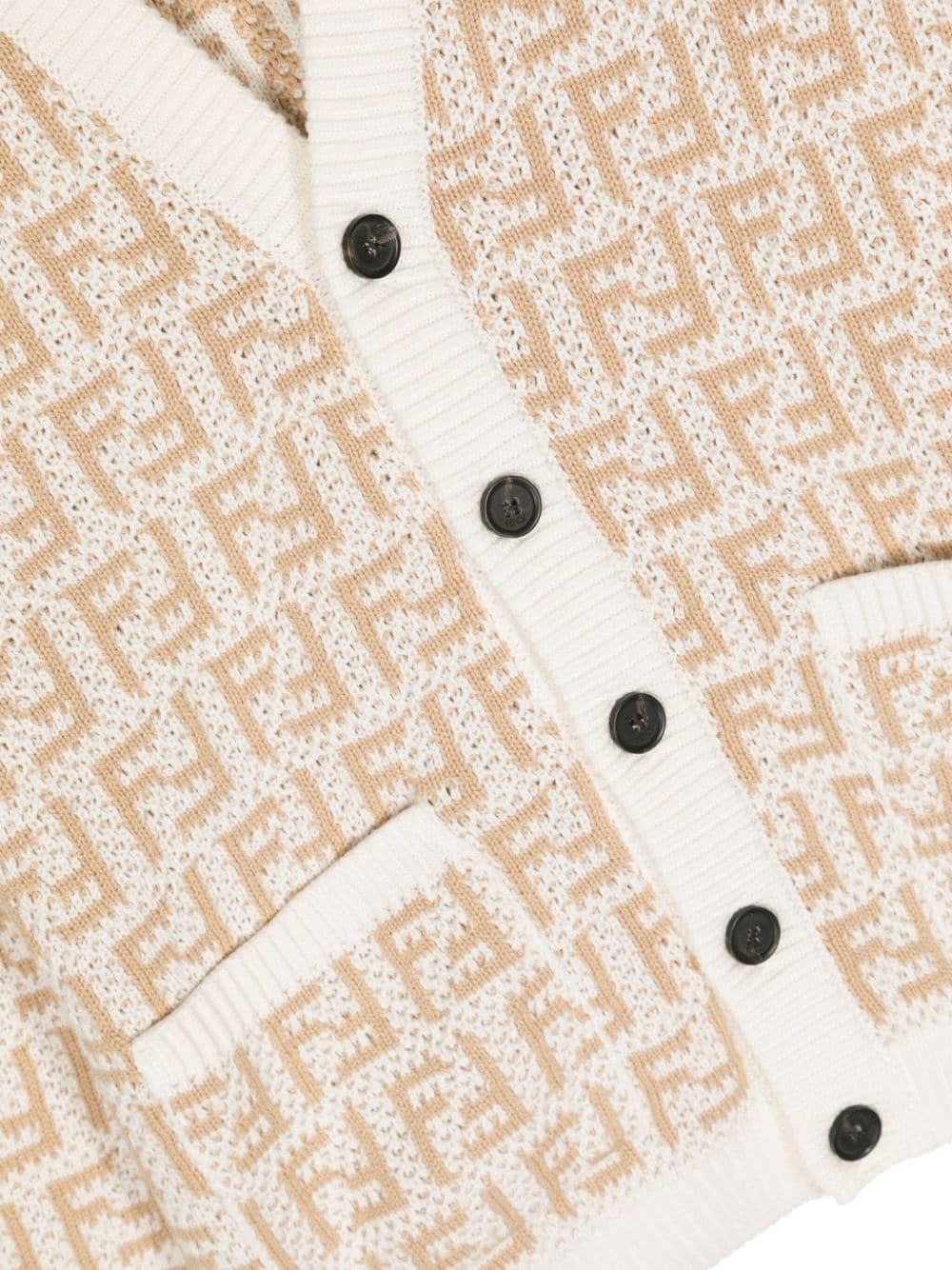 Cardigan unisex in cotone bianco e beige JUG044AMJF F1PCP Fendi Kids 